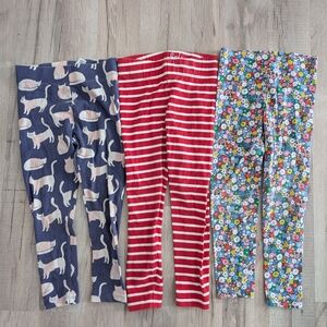 Mini Boden Kids Leggings Navy Cat, Red Stripe, Floral, 4-5Y (Z5)